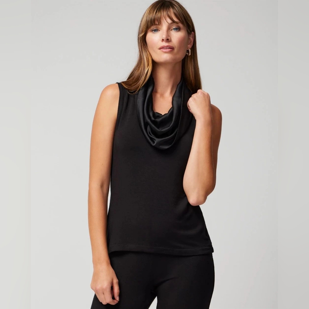 ☘️x2 White House Black Market The Passporter Black/Navy Sleeveless Tee Top Small